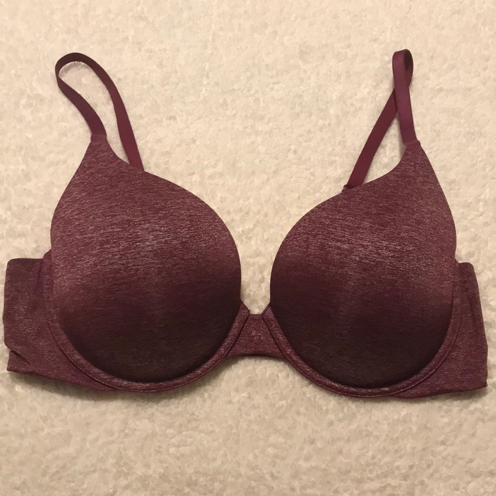 Victoria’s Secret burgundy marl padded perfect coverage bra Size 38C